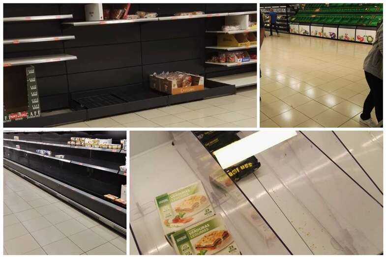 Estanterías vacías en un supermercado de la costa de Telde (Foto TA)